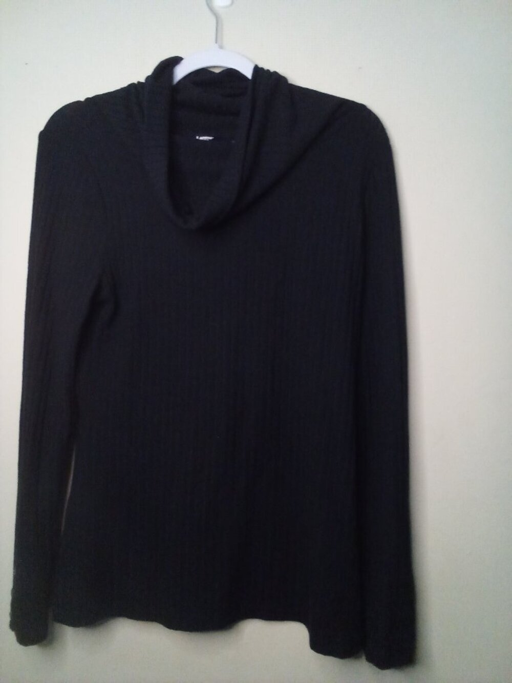 Lands' End Cowl Neck Shirt Women S 6-8 Long Sleeve Ribbed Look Black